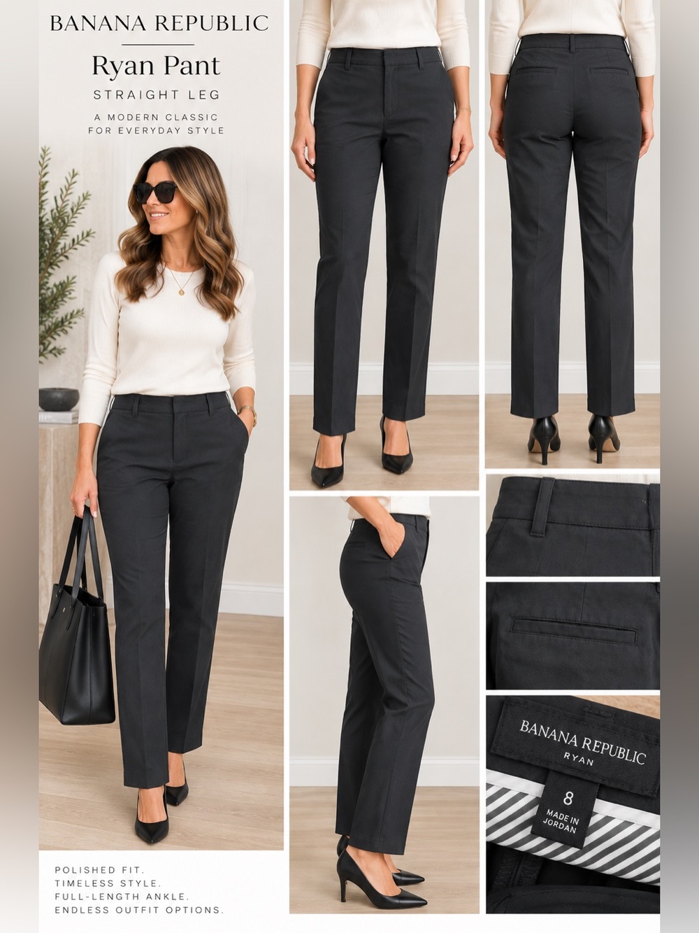 Banana Republic Ryan Straight-Leg Pants — Black 8
